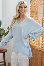 Ribbed V Neck Longsleeve Top | Mixtshop LLC