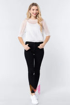 Elbow Slv Dot Mesh Top W/inner Cami | Mixtshop LLC