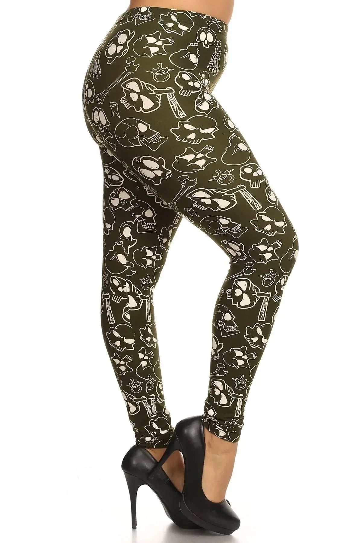 Skulls And Bones Graphic Printed Knit Legging With Elastic Waist Detail. High Waist Fit. Secondary image