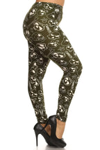 Skulls And Bones Graphic Printed Knit Legging With Elastic Waist Detail. High Waist Fit. | Mixtshop LLC
