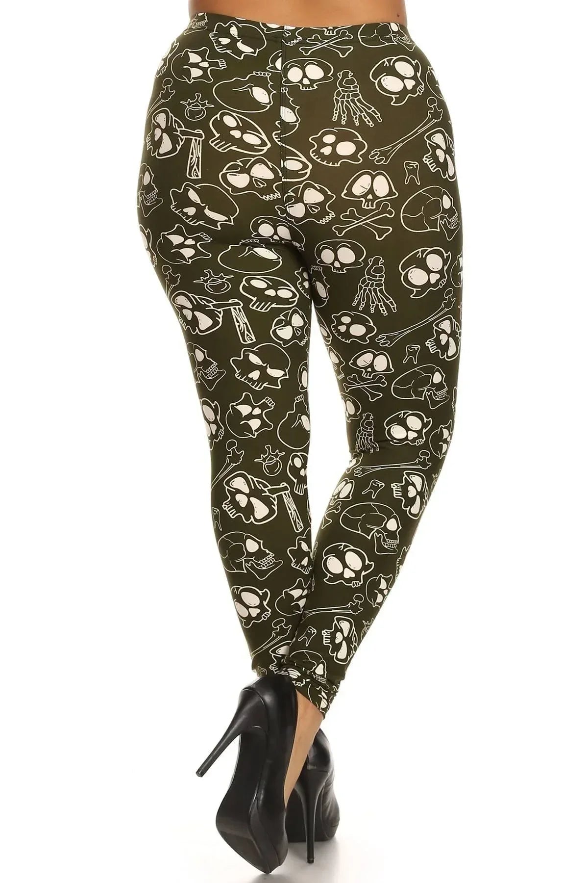 Skulls And Bones Graphic Printed Knit Legging With Elastic Waist Detail. High Waist Fit. | Mixtshop LLC