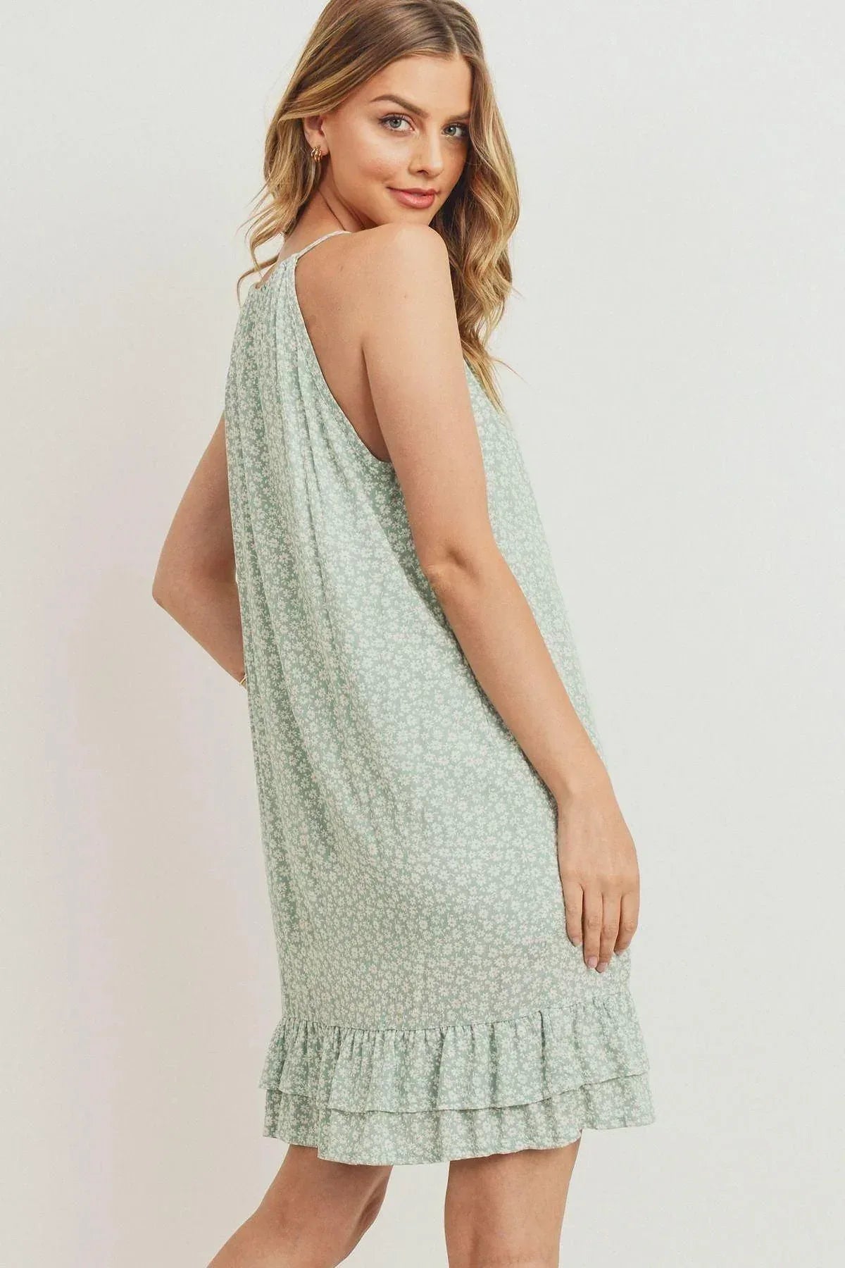 Ruffled Floral Sleeveless Dress | Mixtshop LLC