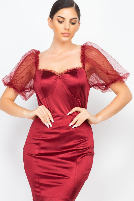 Lace Sleeves Back Zipped Mini Dress | Mixtshop LLC