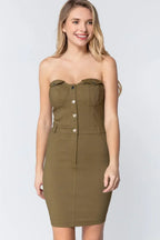 Strapless Button Down Mini Dress | Mixtshop LLC