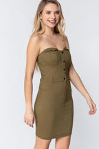 Strapless Button Down Mini Dress | Mixtshop LLC
