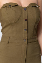 Strapless Button Down Mini Dress | Mixtshop LLC