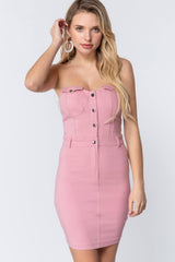 Strapless Button Down Mini Dress | Mixtshop LLC