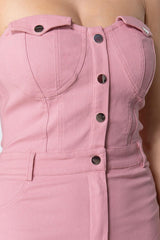 Strapless Button Down Mini Dress | Mixtshop LLC