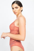 Sheer Lace Floral Padded Bodysuit | Mixtshop LLC