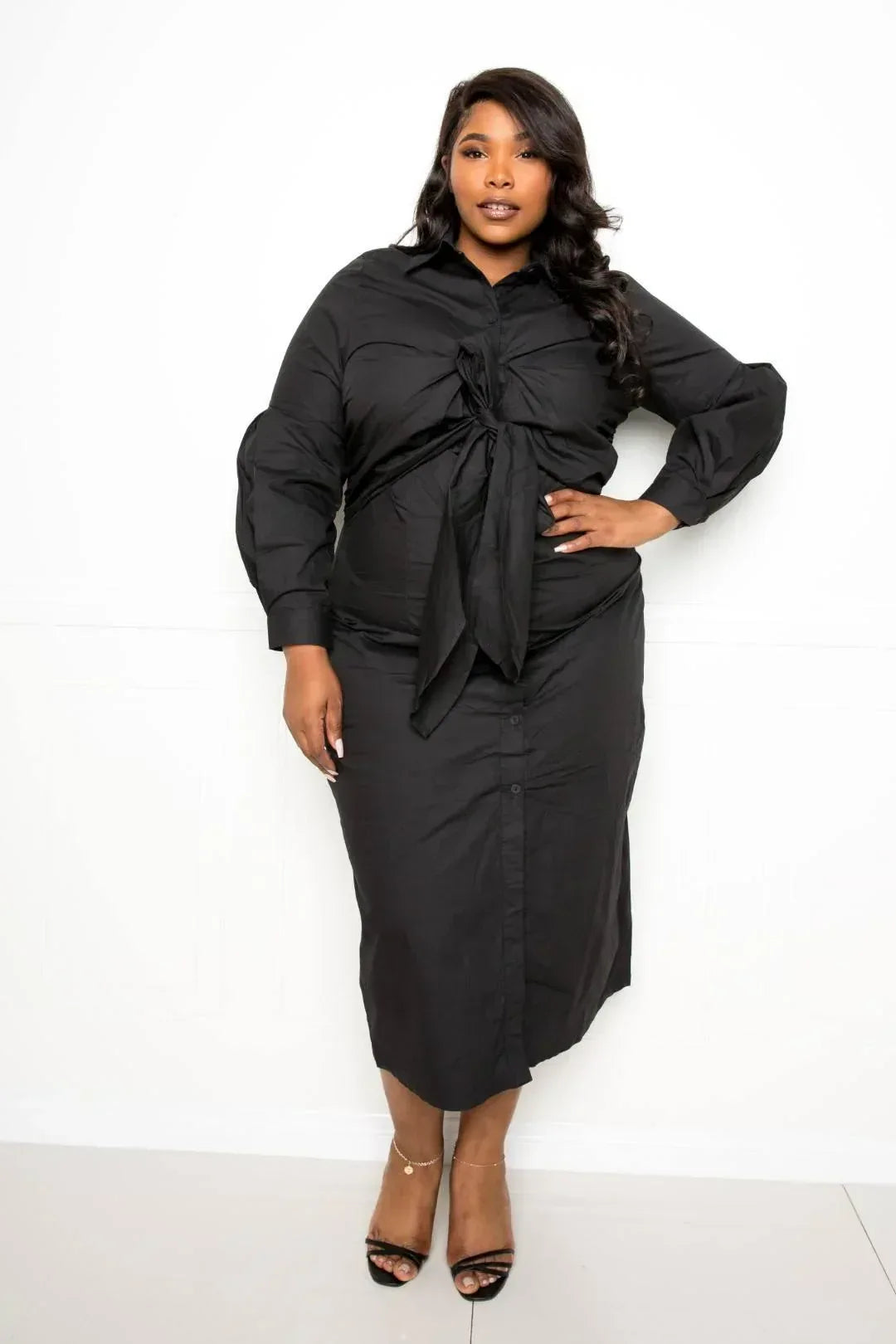 Poplin Tie Bow Shirt Dress | Mixtshop LLC Main image