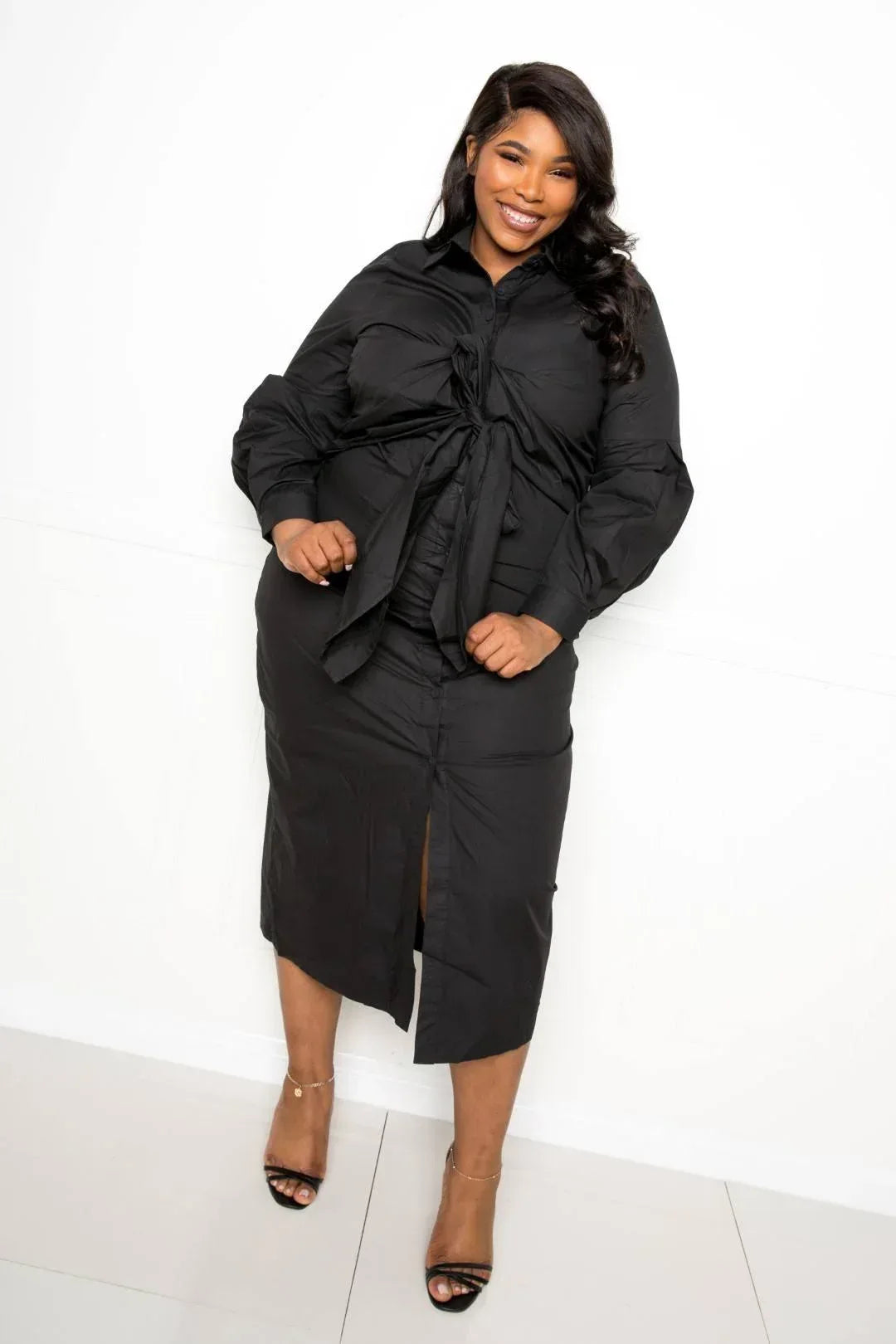 Poplin Tie Bow Shirt Dress Secondary image