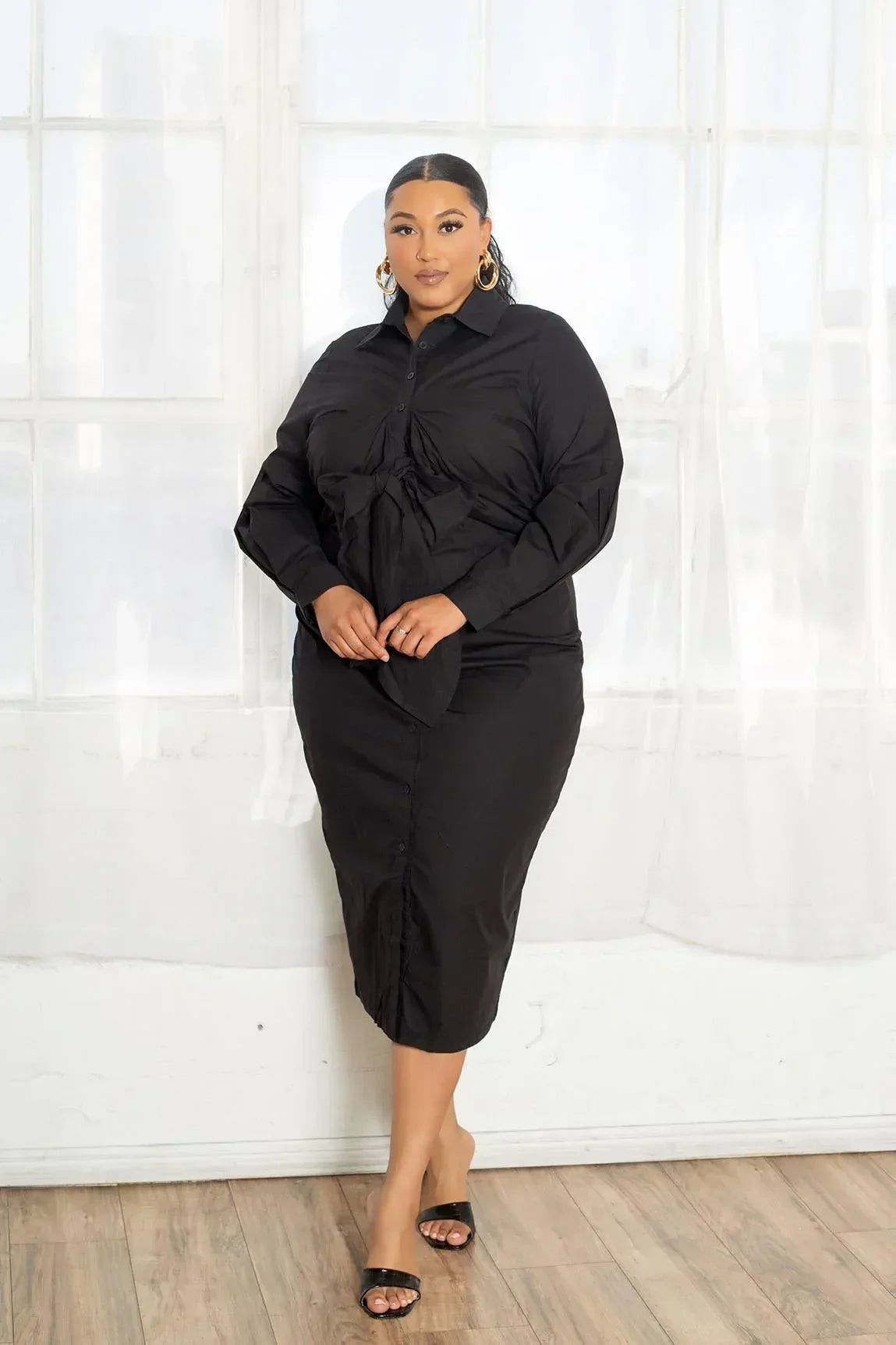 Poplin Tie Bow Shirt Dress | Mixtshop LLC
