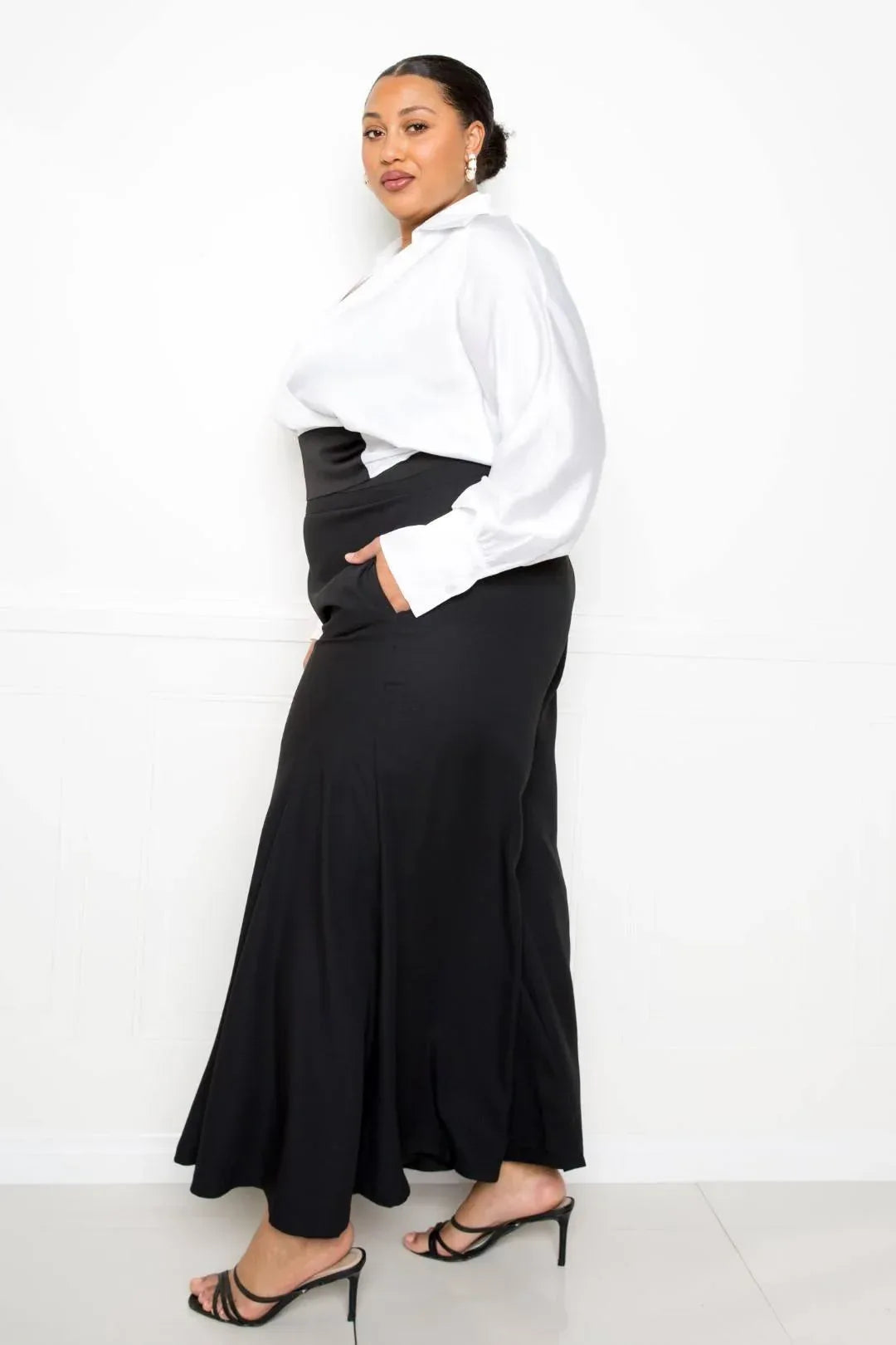 Satin Long Sleeve Tie Waist Wrap Top Secondary image