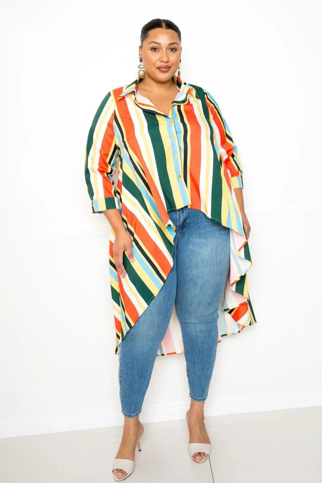 Striped Hi Low Shirt | Mixtshop LLC Main image