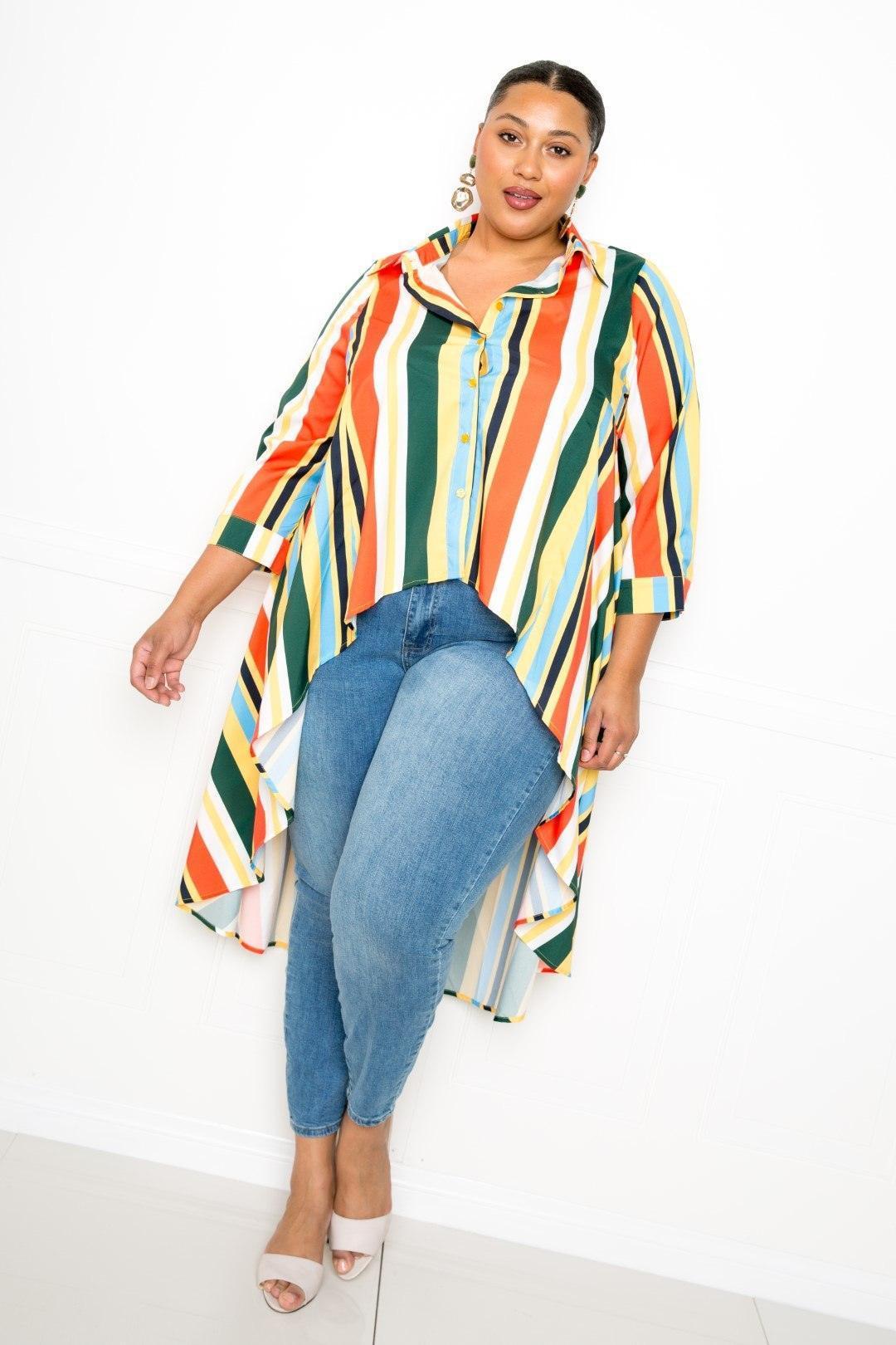 Striped Hi Low Shirt | Mixtshop LLC
