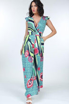 Ruffle Sleeve Surplice Jumpsuit | Mixtshop LLC