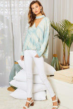 Chocker Neck Surplice Hi-lo Tie-dye Top | Mixtshop LLC