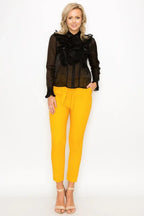 Ruffle Trim Long Sleeve Blouse | Mixtshop LLC