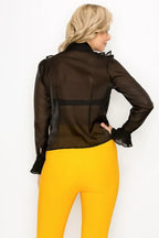 Ruffle Trim Long Sleeve Blouse | Mixtshop LLC