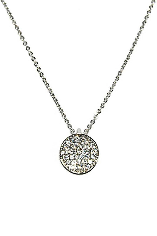 Metal Chain Rhinestone Round Pendant Necklace | Mixtshop LLC