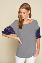 Cute Striped Curved Hem Casual Top | Mixtshop LLC