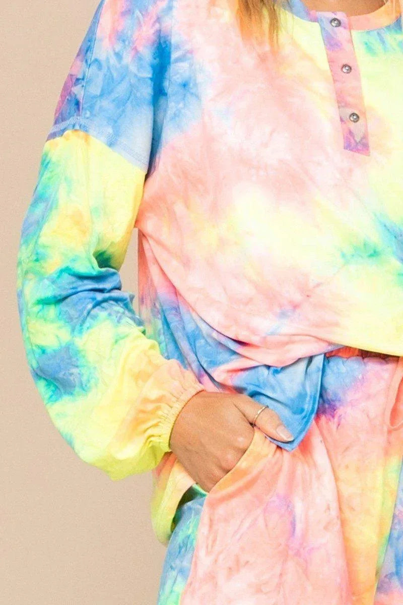 Tie-dye Printed Knit Top And Shorts Set | Mixtshop LLC