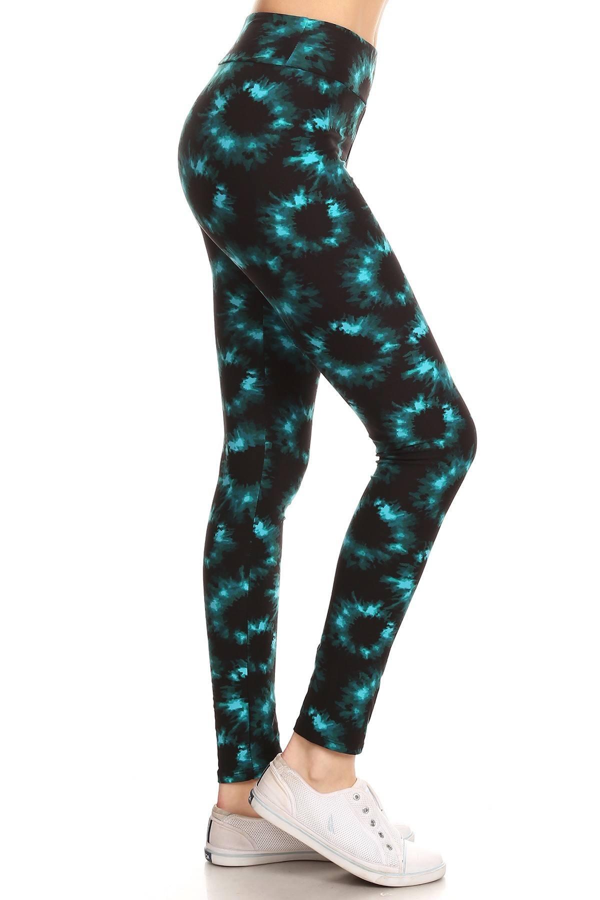 Yoga Style Banded Lined Tie Dye Printed Knit Legging With High Waist | Mixtshop LLC