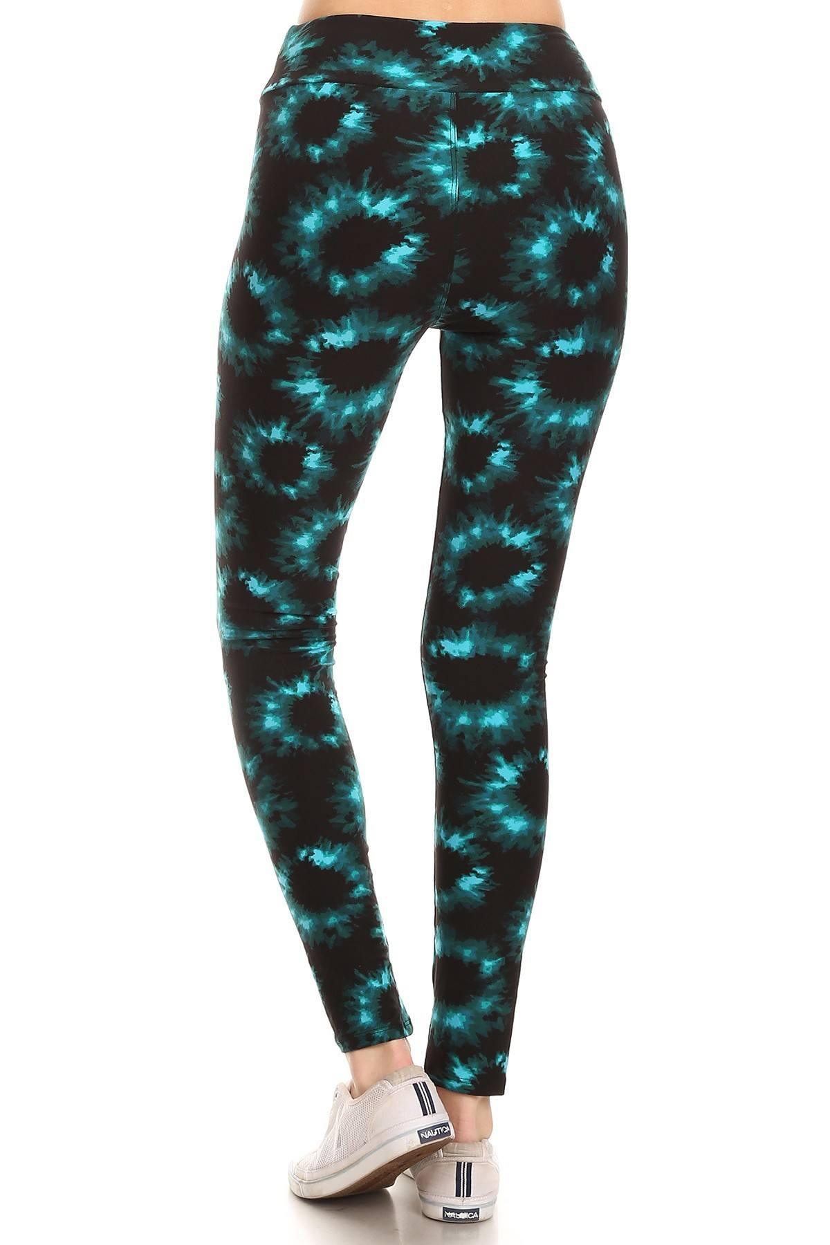 Yoga Style Banded Lined Tie Dye Printed Knit Legging With High Waist | Mixtshop LLC