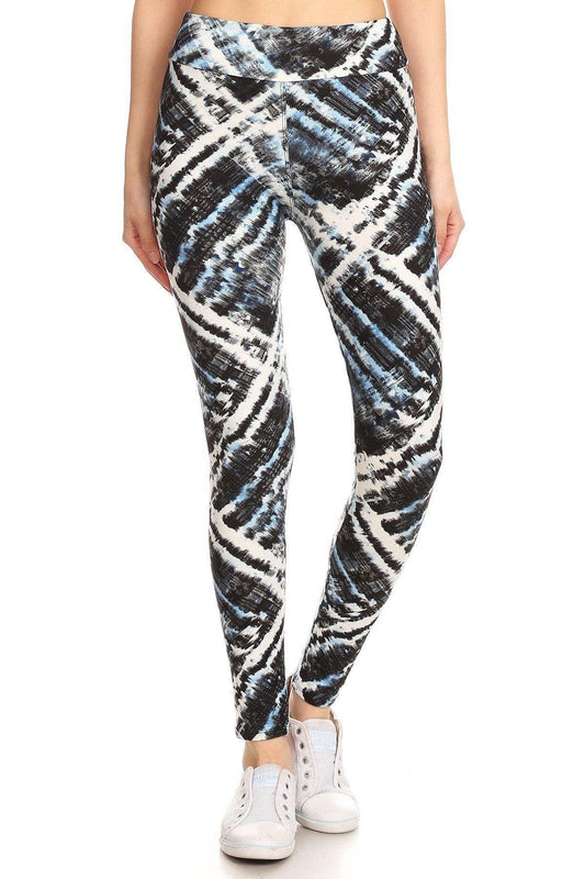 Yoga Style Banded Lined Tie Dye Printed Knit Legging With High Waist | Mixtshop LLC