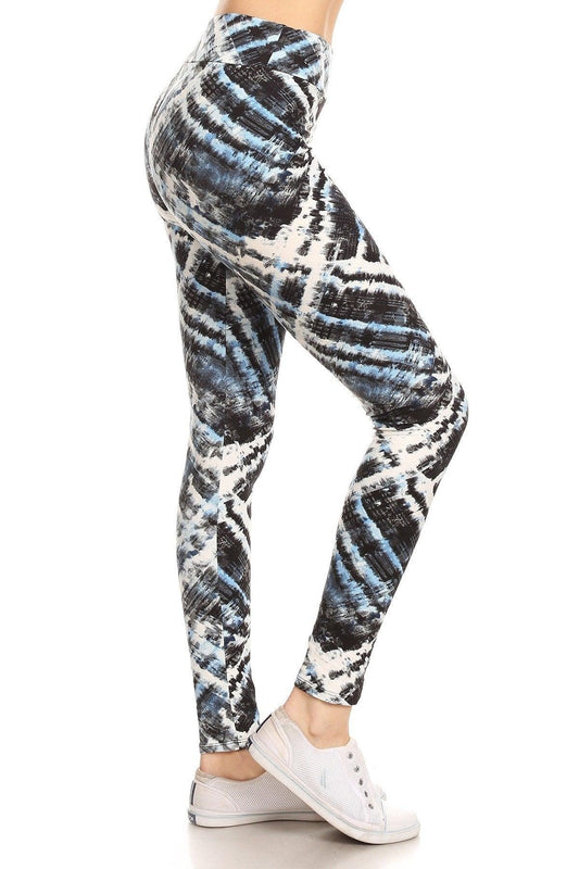 Yoga Style Banded Lined Tie Dye Printed Knit Legging With High Waist | Mixtshop LLC