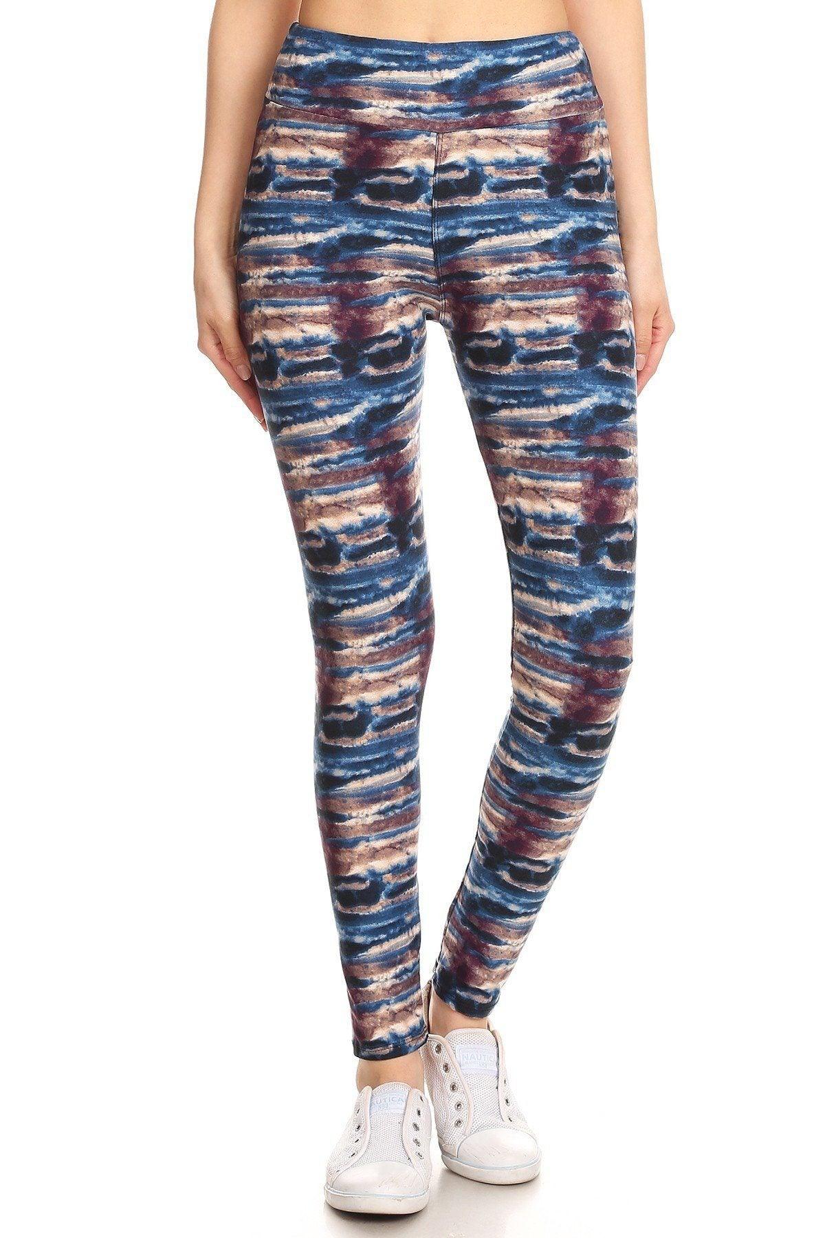 Yoga Style Banded Lined Tie Dye Printed Knit Legging With High Waist | Mixtshop LLC