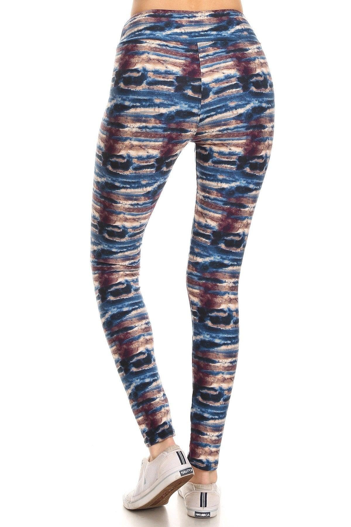 Yoga Style Banded Lined Tie Dye Printed Knit Legging With High Waist | Mixtshop LLC