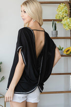 Open Back Wide Sleeve Shorsleeve Top | Mixtshop LLC