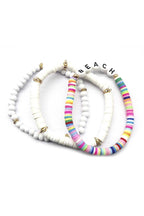 Fashion Wood Rubber Disc Bead Beach Letter Stretch Multi Bracelet | Mixtshop LLC