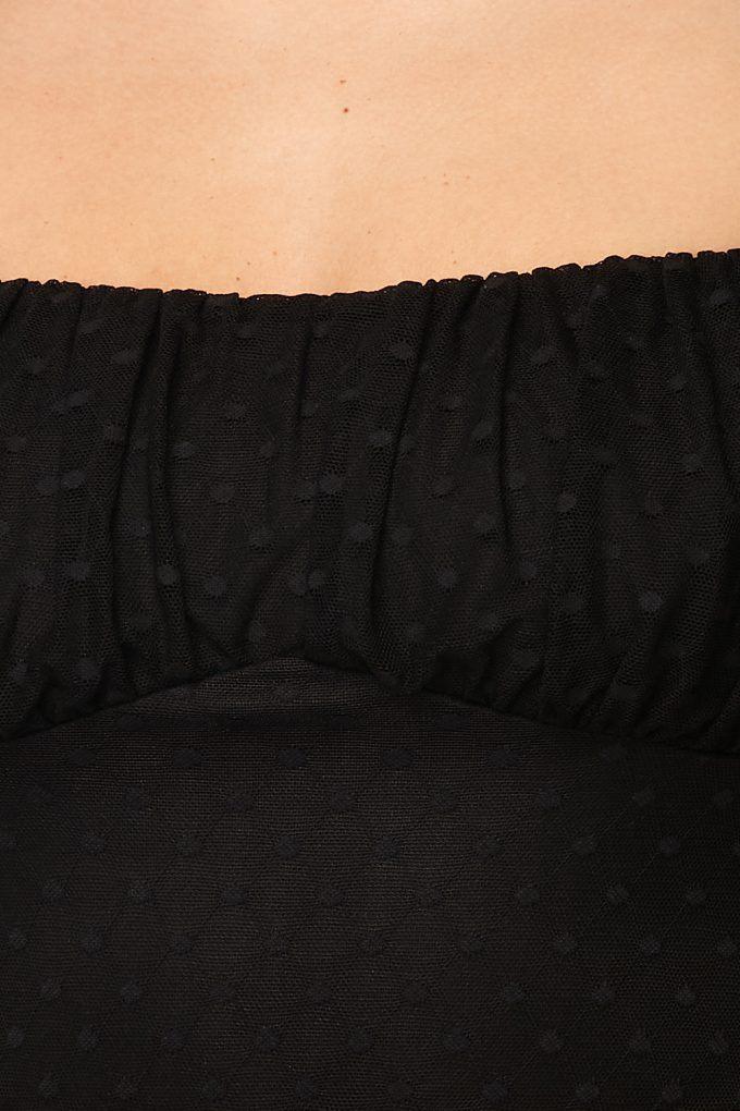 Luxe Polkadot Stretch Mesh Puff Sleeve Bodysuit | Mixtshop LLC