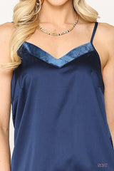 Velvet Mixed Adjustable Strap Round Hem Camisole | Mixtshop LLC