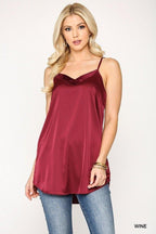 Velvet Mixed Adjustable Strap Round Hem Camisole | Mixtshop LLC