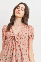 Front Tie Floral Waffle Top | Mixtshop LLC