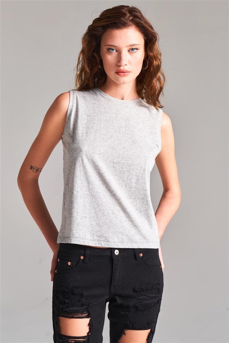 Solid Sleeveless Round Neck Basic Tank Top | Mixtshop LLC Main image