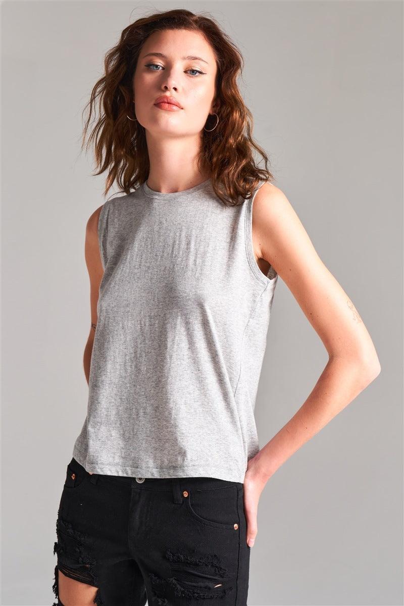 Solid Sleeveless Round Neck Basic Tank Top Secondary image