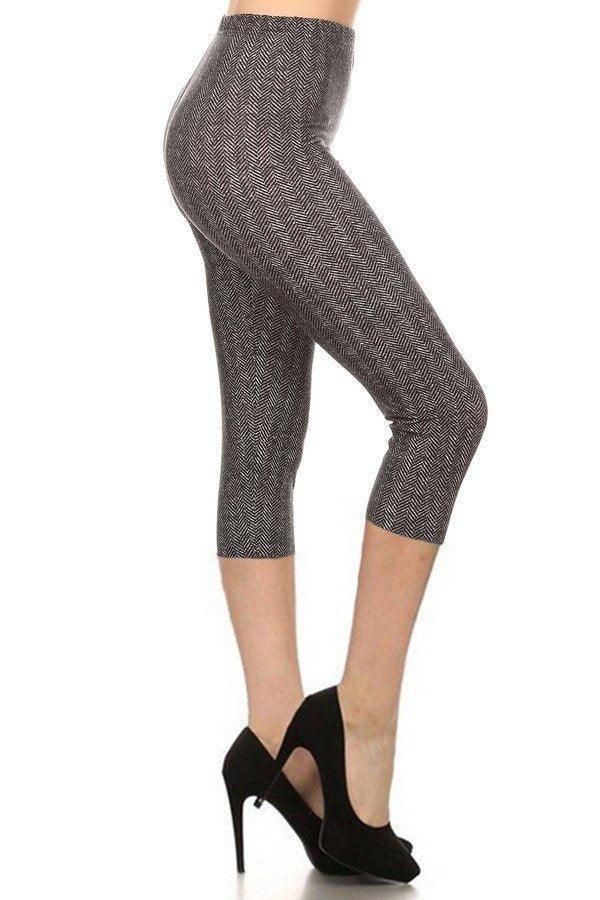 Chevron Print, High Waisted Capri Leggings | Mixtshop LLC Main image