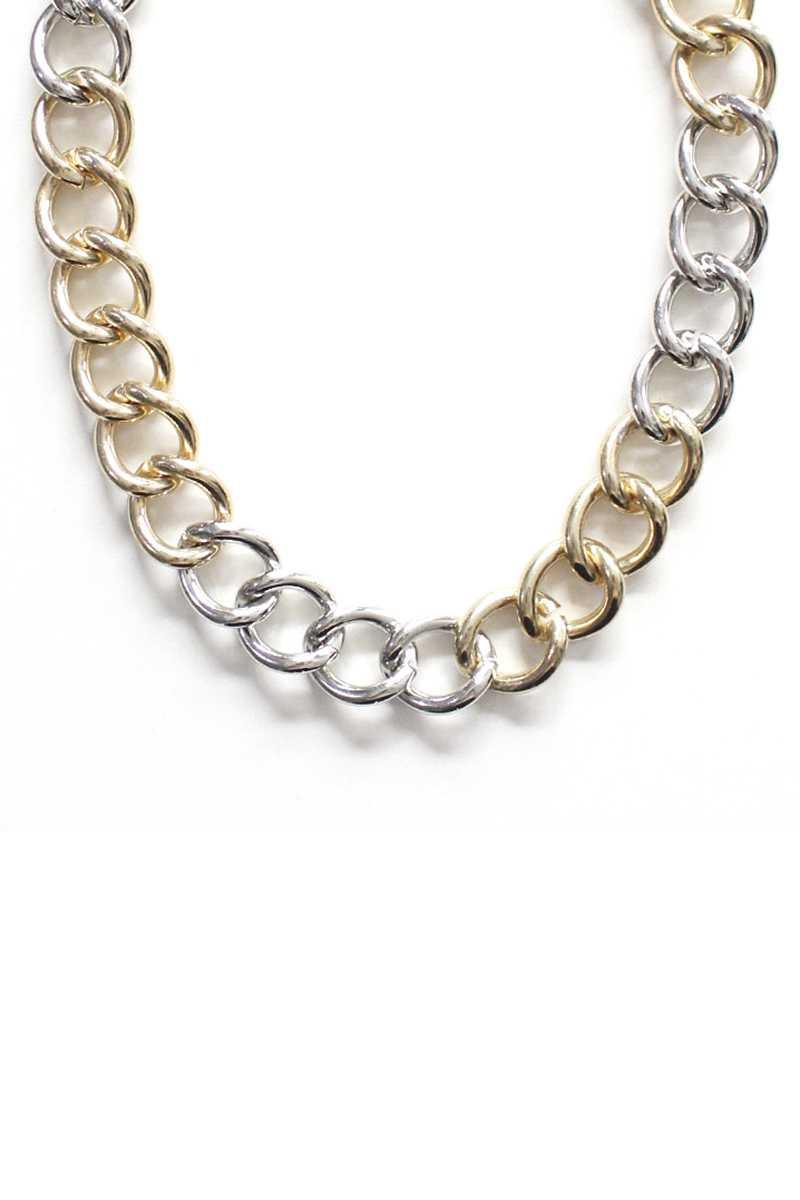 Fashion Metal Two Tone Necklace | Mixtshop LLC Main image