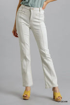 Panel Straight Cut Denim Jeans With Pockets | Mixtshop LLC