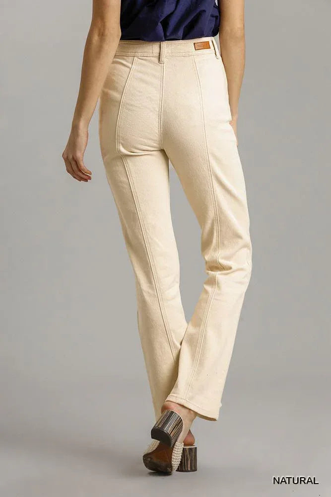 Panel Straight Cut Denim Jeans With Pockets | Mixtshop LLC