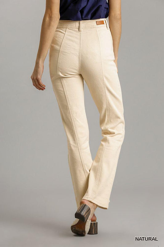 Panel Straight Cut Denim Jeans With Pockets | Mixtshop LLC