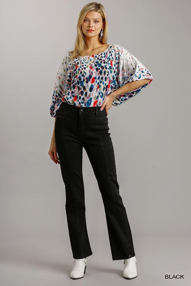 Panel Straight Cut Denim Jeans With Pockets | Mixtshop LLC