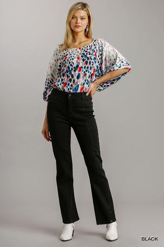 Panel Straight Cut Denim Jeans With Pockets | Mixtshop LLC