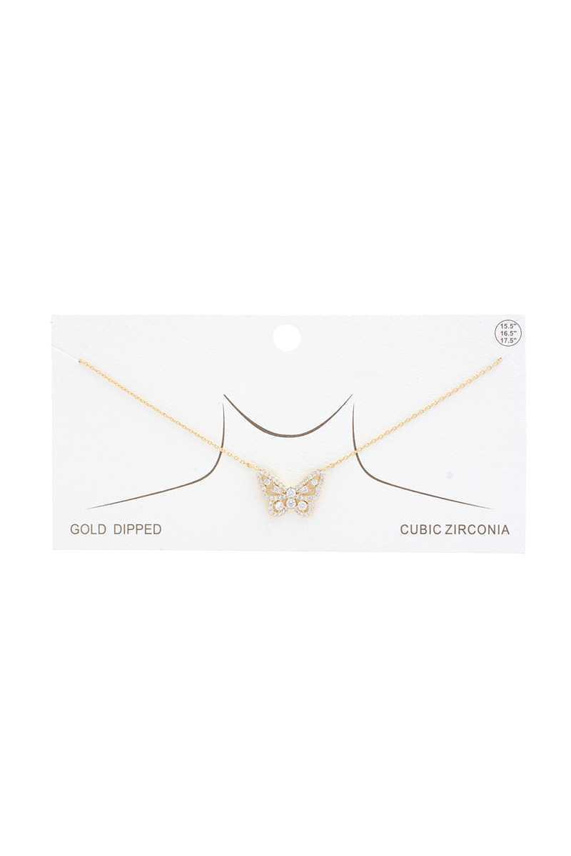 Rhinestone Butterfly Charm Gold Dipped Necklace Secondary image