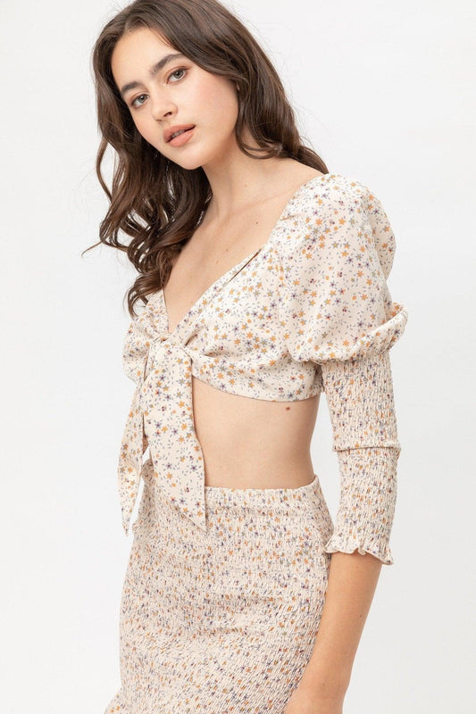 Front Tie Woven Printed Top | Mixtshop LLC