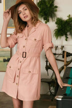 Drop Shoulder With Saist Tie Belted Dress | Mixtshop LLC